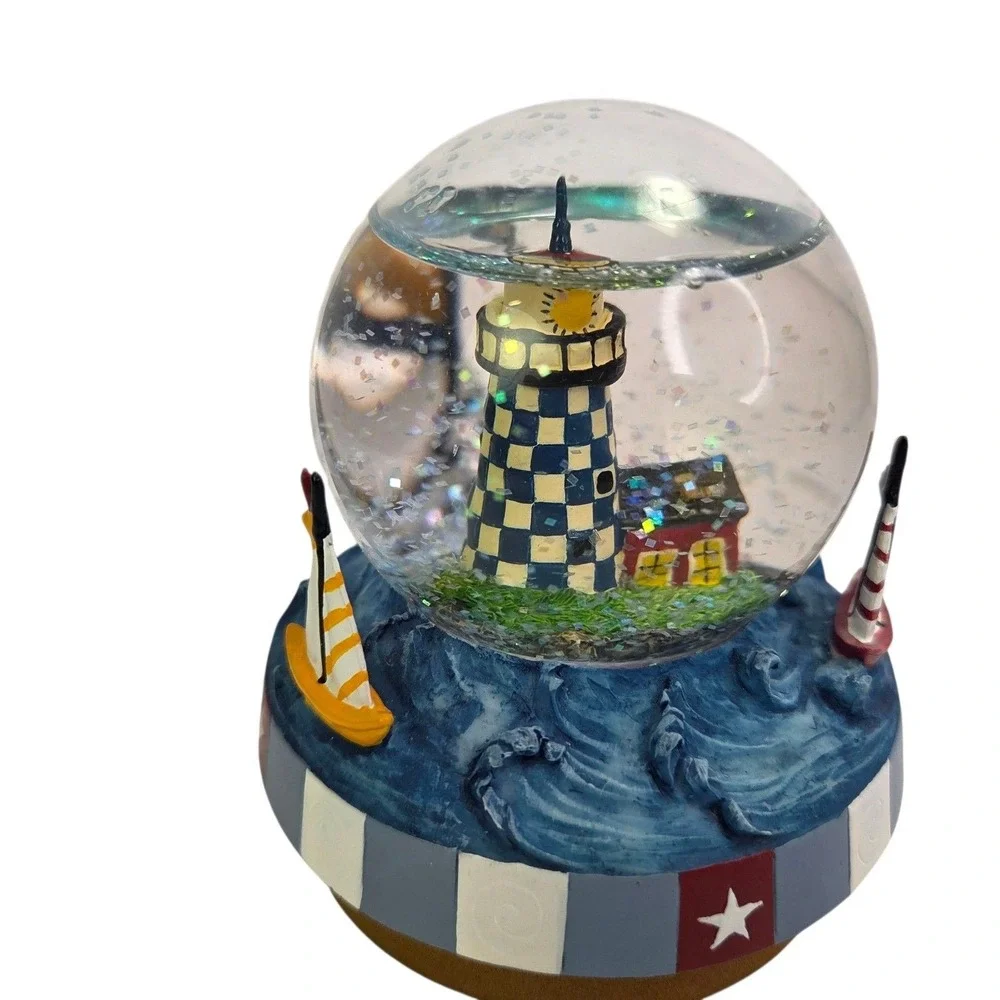 Yankee Candle Jar Topper Lighthouse Glitter Stars Globe Nautical Sailboats Blue